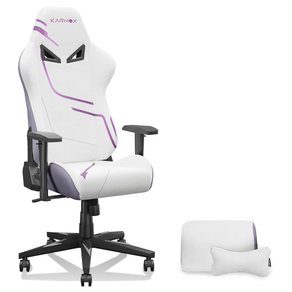 Sedia Gaming Ergonomica Reclinabile ¨C MINIMAL ¨C Tessuto, Schienale Alto, Bianco e Viola