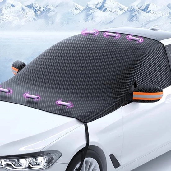 Autohoes magnetico, alta visibilità, con zonwering, protezione dal ghiaccio, protezione dalla neve e protezione dalla polvere, dotato di 6 magneti, teli per parabrezza e portiere in Oxford, gomme a prova di vento e strisce riflettenti arancioni.