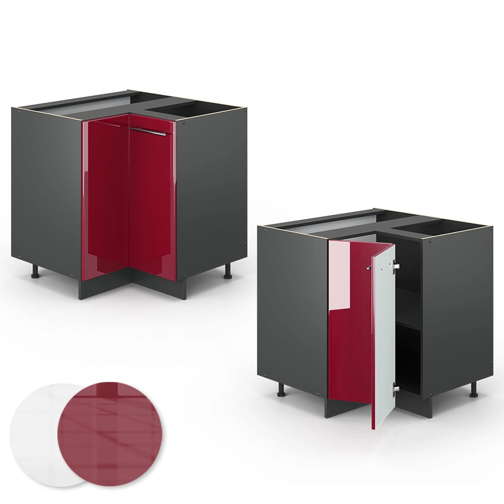 Vicco Mobile ad angolo cucina Rosso bordeaux lucido 80.5 cm , PL Antracite