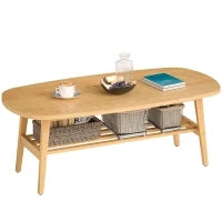 Tavolino Moderno con Ripiano Aperto e Gambe in Legno, Carico Massimo 100 kg, 120x60x42 cm, Legno Naturale