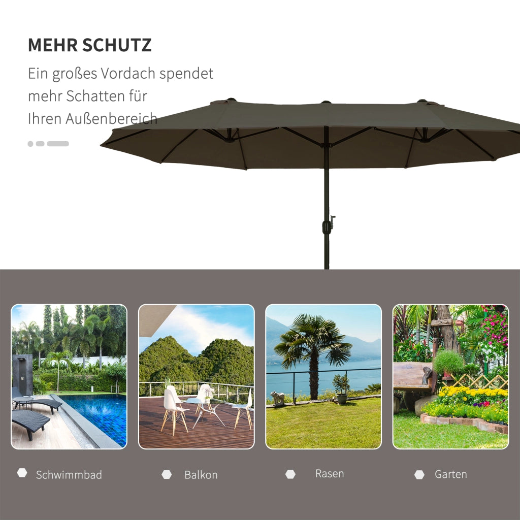 Ombrellone da balcone 455x265 cm con manovella, UV e vento ¨C zephmum ¨C Grigio