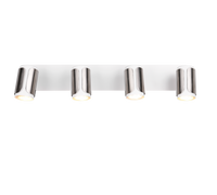Barra 4 spots, metallo, bianco e acciaio, L 60 cm, Gillan