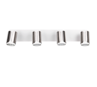 Barra 4 spots, metallo, bianco e acciaio, L 60 cm, Gillan