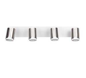 Barra 4 spots, metallo, bianco e acciaio, L 60 cm, Gillan