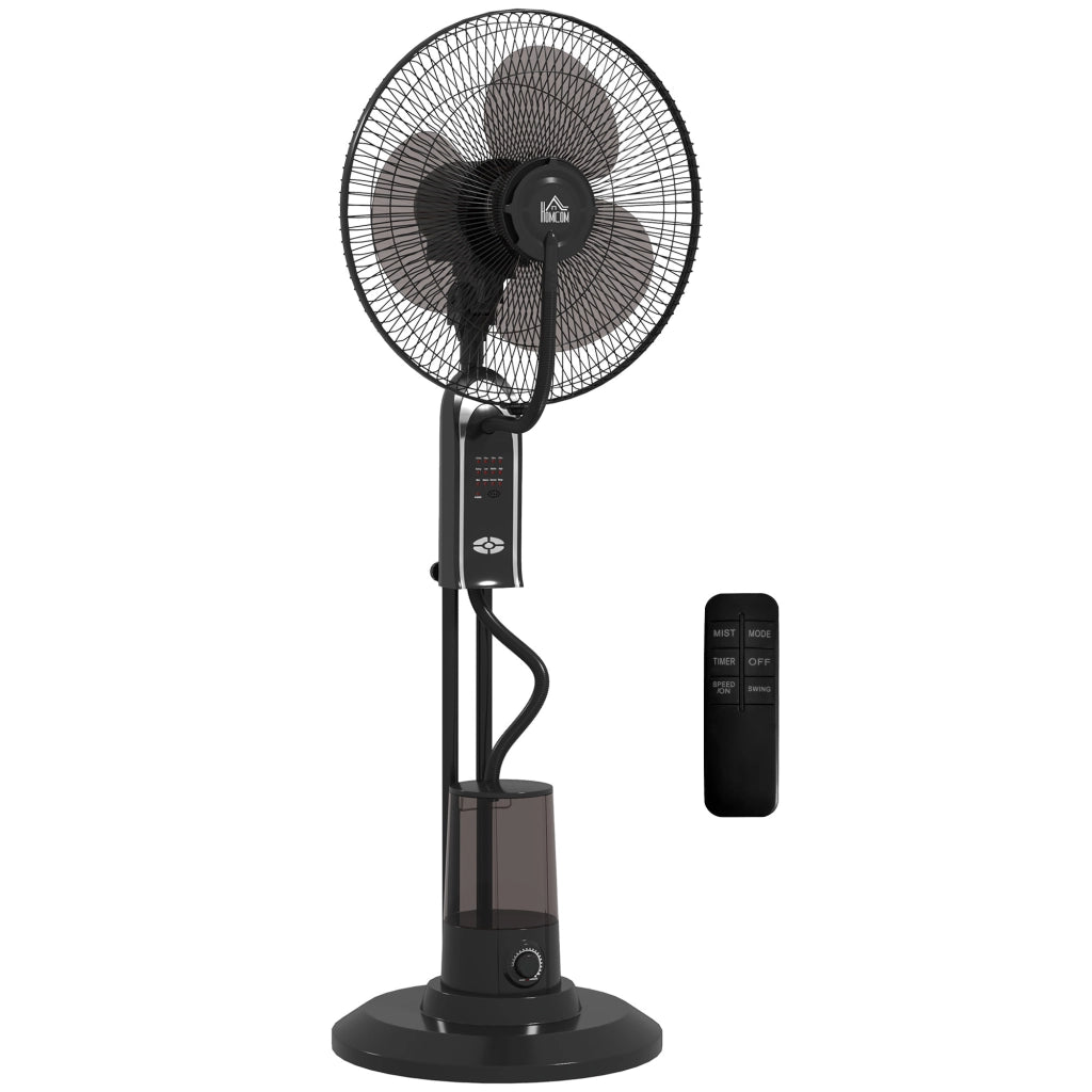 Ventilatore Nebulizzatore Regolabile 3 Velocità 44,5x38,5x120 cm con Telecomando in Metallo e Plastica Nero