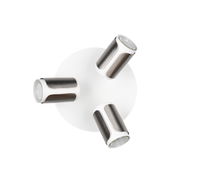 Plafoniera 3 spots, metallo, bianco e acciaio, D 30 cm, Gillan