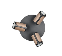 Plafoniera 3 spots, metallo, nero e caffè, D 30 cm, Gillan