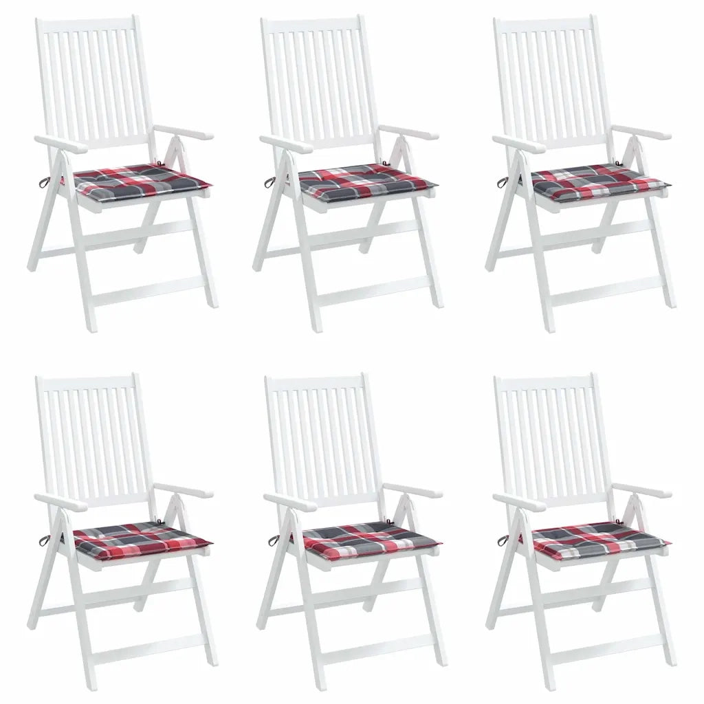 Cuscini per Sedia 6 pz a Quadri Rossi 40x40x3cm Tessuto Oxford 314034