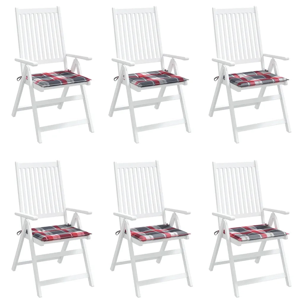 Cuscini per Sedia 6 pz a Quadri Rossi 40x40x4cm Tessuto Oxford 314034