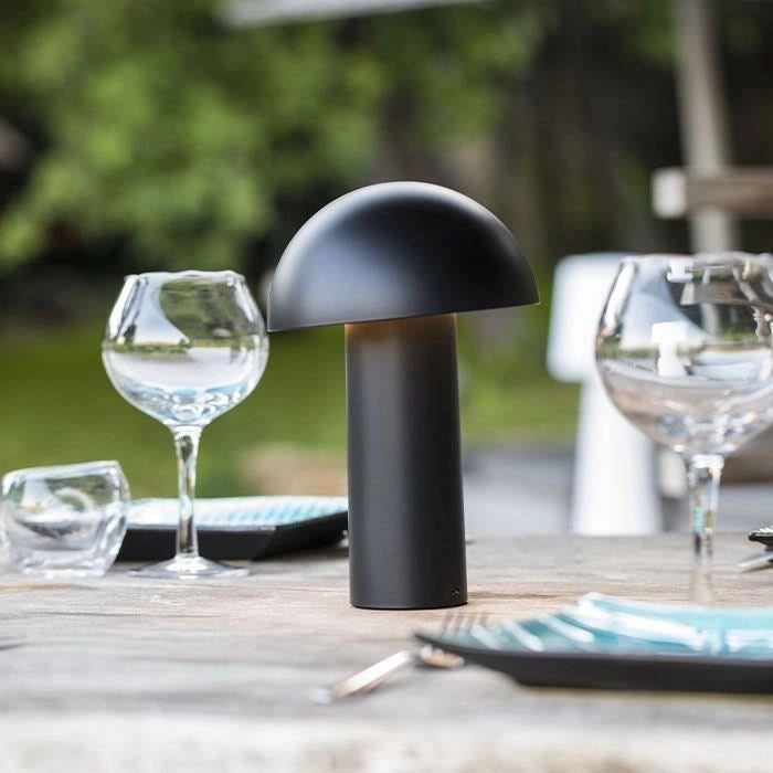 Lampada da tavolo senza fili - LUMISKY - TOD BLACK - H28 cm - Testa orientabile - LED bianco caldo