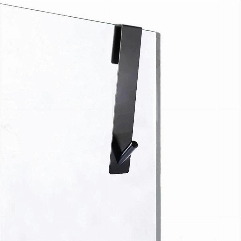 Trade Shop - Gancio Per Box Doccia Appendi Asciugamano Accappatoio Bagno 4 X 18 Cm Nero 87770 -