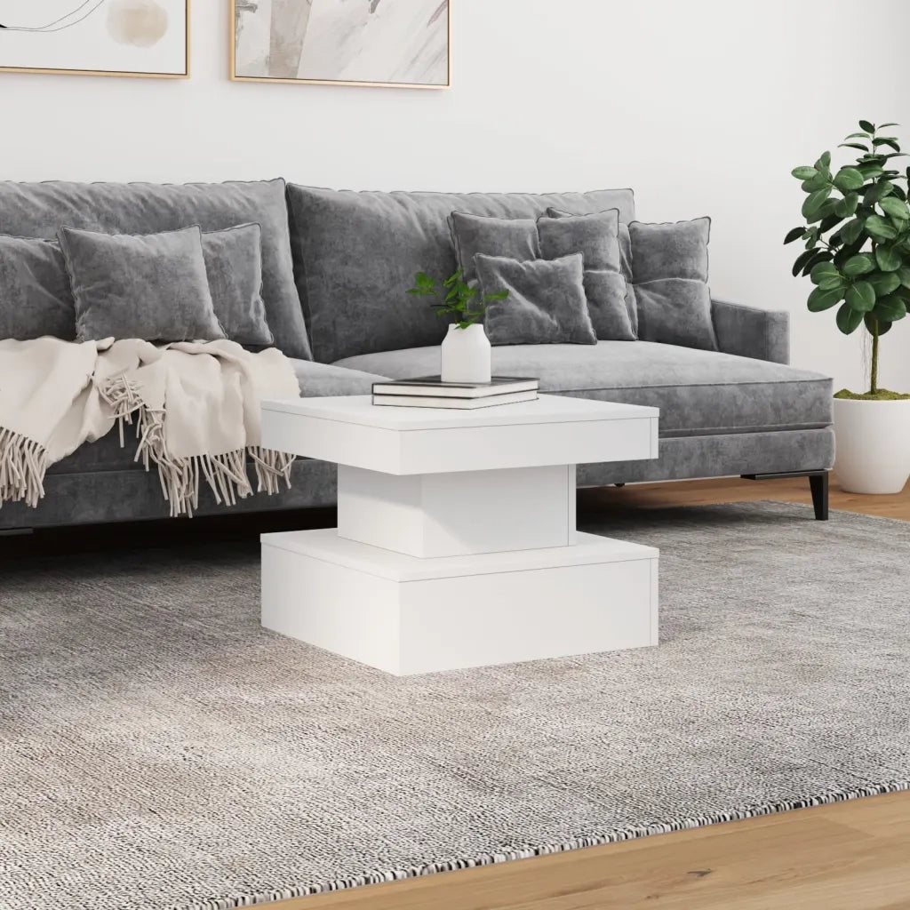 Tavolino da Salotto con Luci LED Bianco 50x50x40 cm 839840