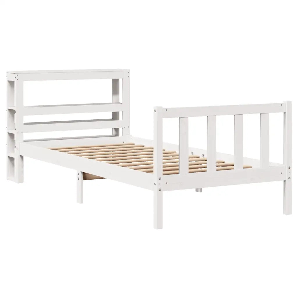 Letto senza Materasso Bianco 75x190 in Legno Massello di Pino