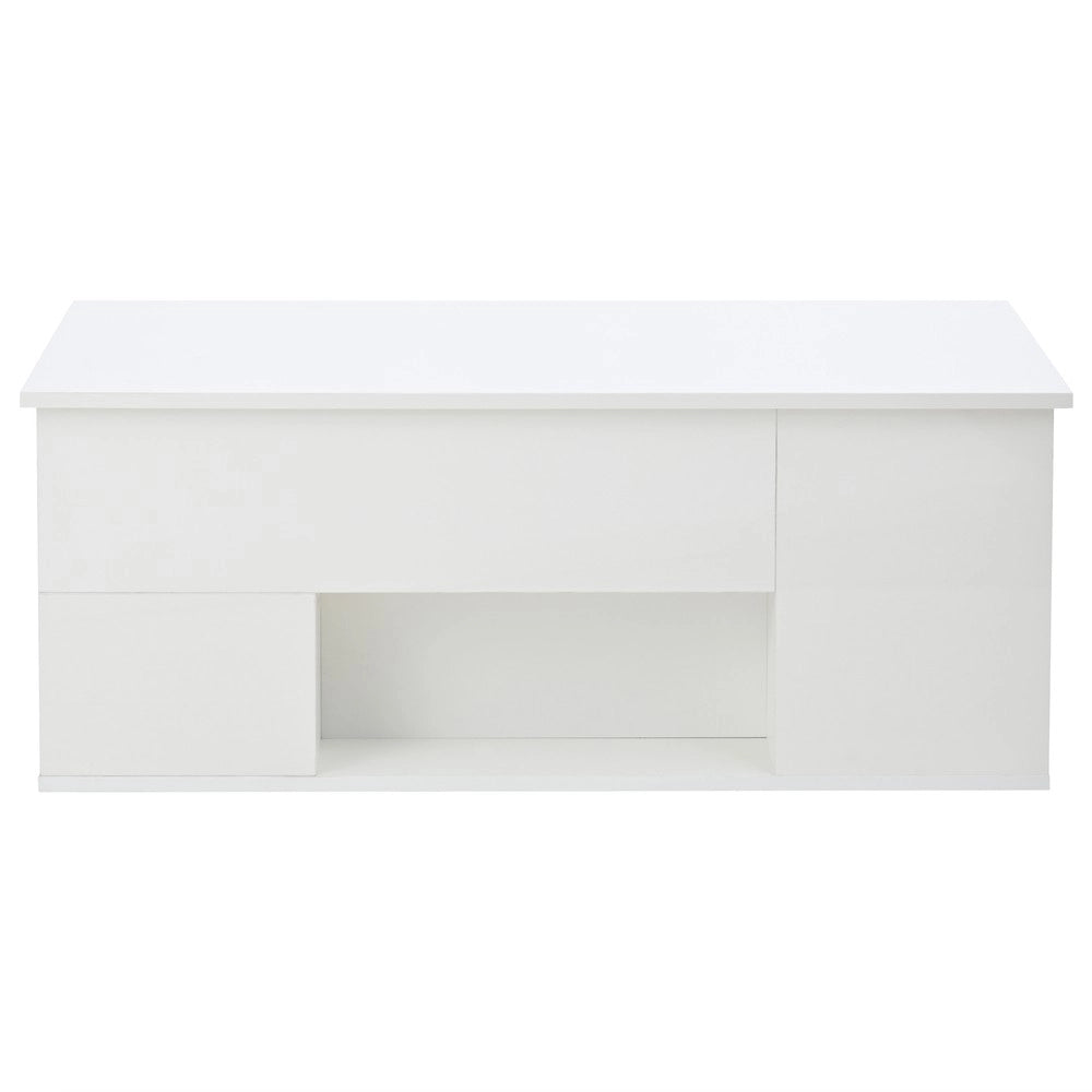 Tavolino da Caff¨¨ 4 in 1 con LED e Cassetti ¨C MINIMAL ¨C Bianco Lucido / 100x50x45