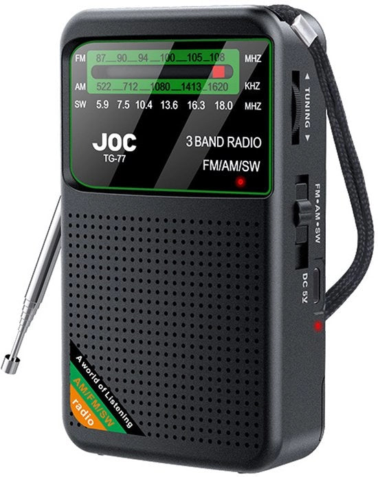 Radio a batterie tri-banda - Portatile AM/FM/radio a onde corte - Con transistors di alta qualità e un grande altoparlante - Funziona con batterie - Adatto per l'uso all'aperto e interno