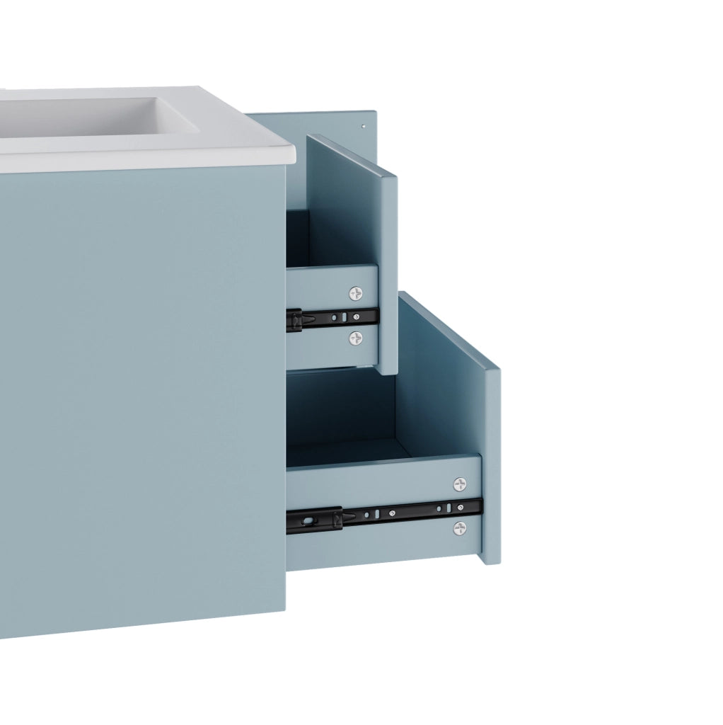 Mobile bagno sospeso 76x46x51 cm con illuminazione LED a sensore; lavabo integrato in ceramica; MDF blu