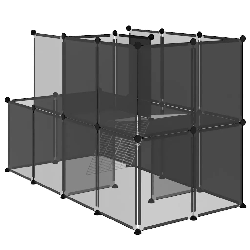 Gabbia per Piccoli Animali Nera 142x74x93 cm in PP e Acciaio cod mxl 48883