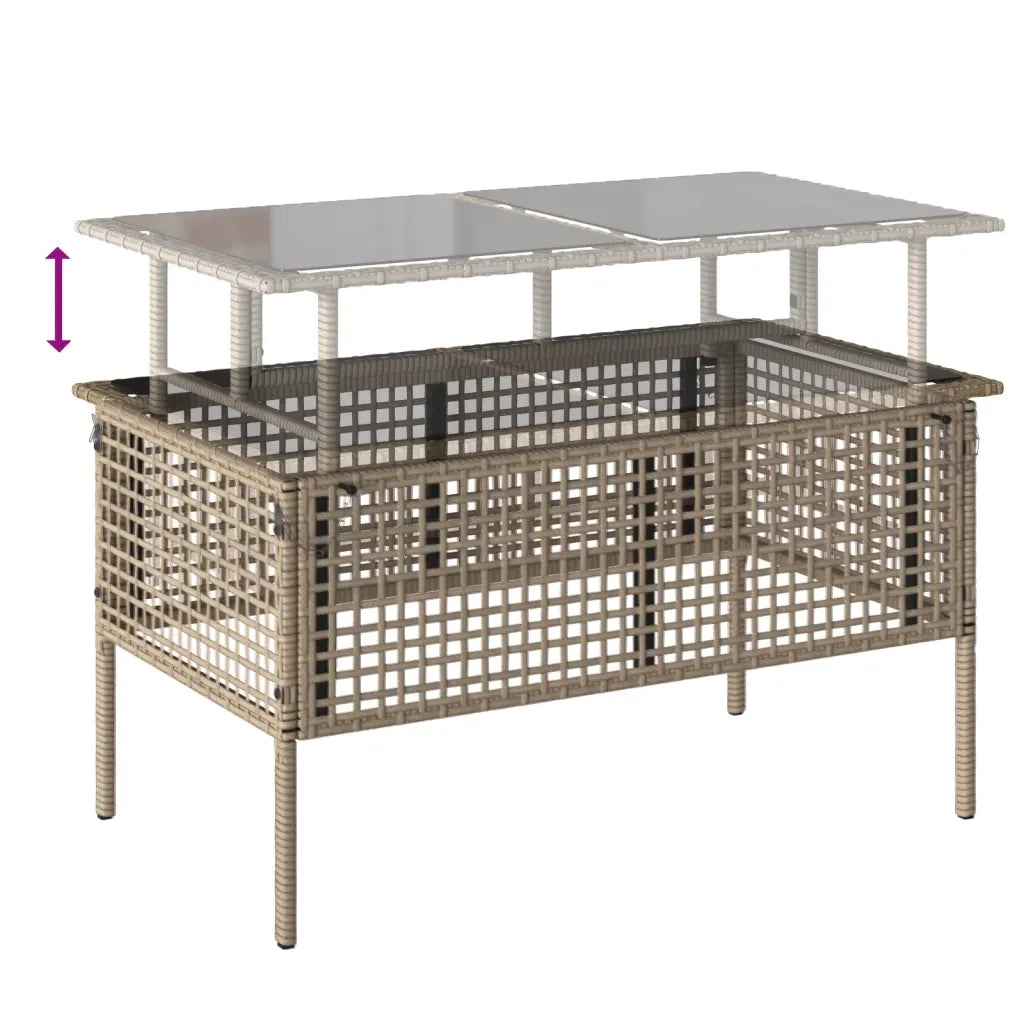 Set Divano da Giardino 4 pz | Set Salotto da Giardino con Cuscini Beige Polyrattan Vetro