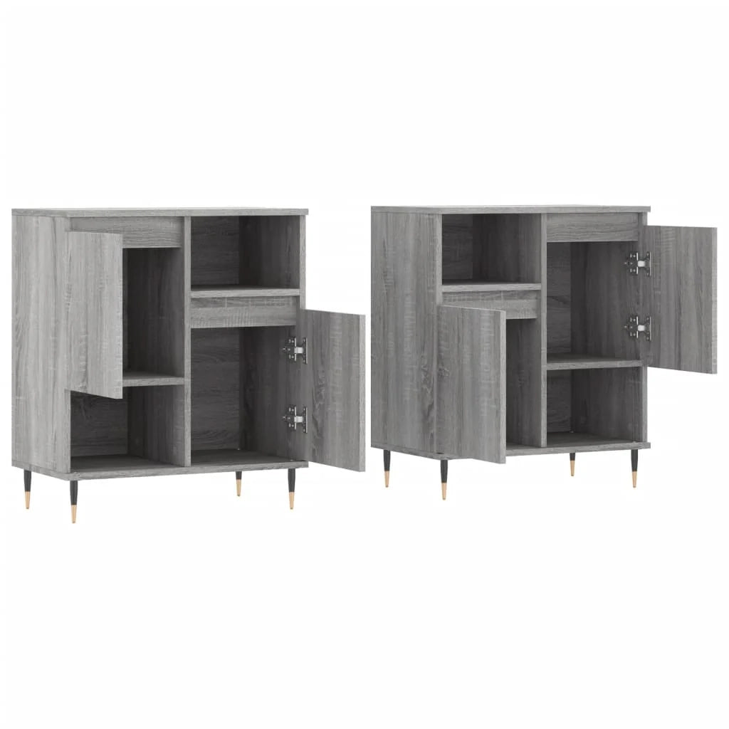 Buffet credenza cassettiera armadio mobile contenitore organizer cucina soggiorno salotti set di 2 legno ingegnerizzato Sonoma grigio 02_0036973