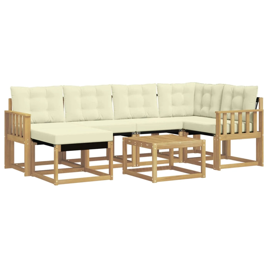 Set di divani da esterno con cuscino 7 pcs Bianco e Crema 3389664