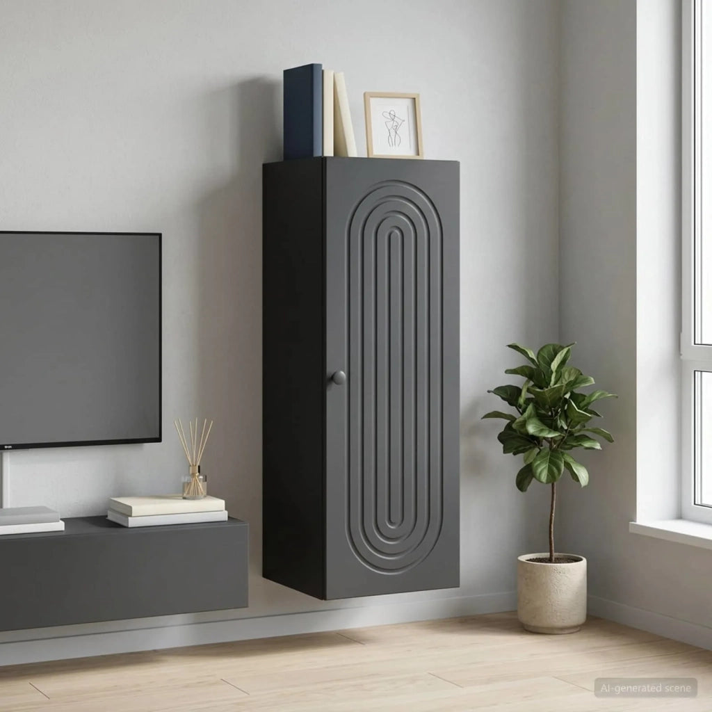 Mobiletto a muro Nero 33 x 34,5 x 90 cm Legno ingegnerizzato 898076