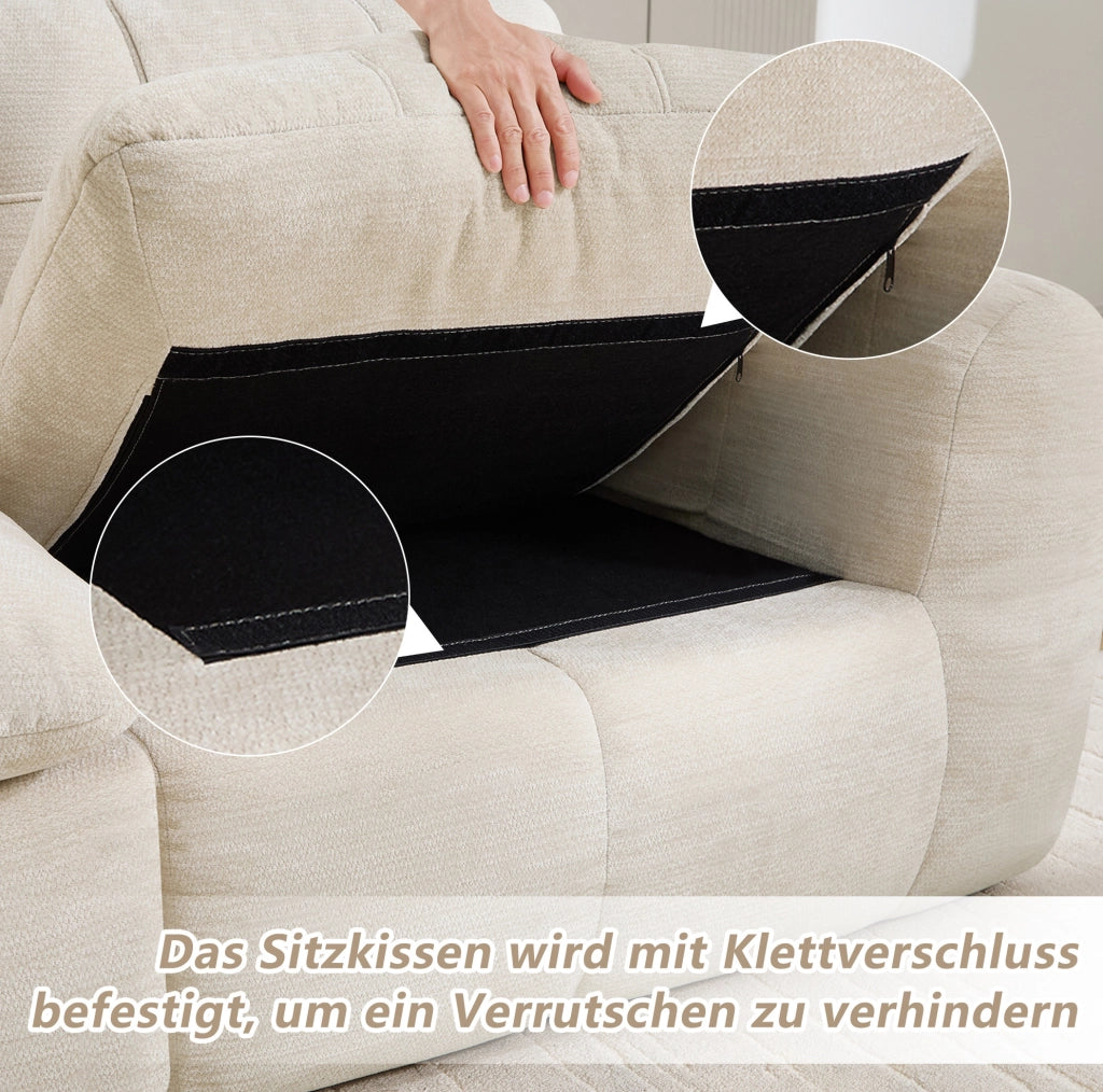 Divano modulare 3 posti senza telaio 264x97x68 cm in chenille beige