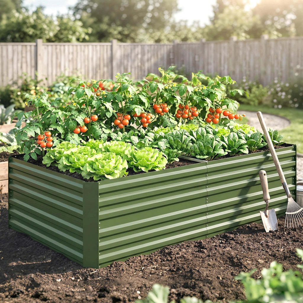Carr¨¦ da giardino rettangolare ¨C zephmum ¨C grigio acciaio galvanizzato 180x90x59 cm