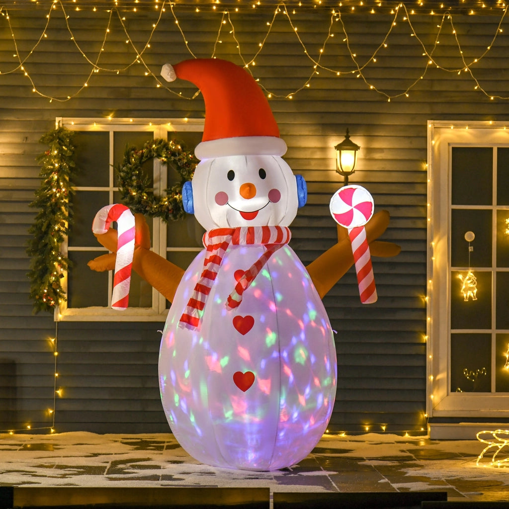 EasyComfort Pupazzo di Neve Gonfiabile 240cm, Decorazione Natalizia per Esterno con Luci a LED in Poliestere Impermeabile IP44