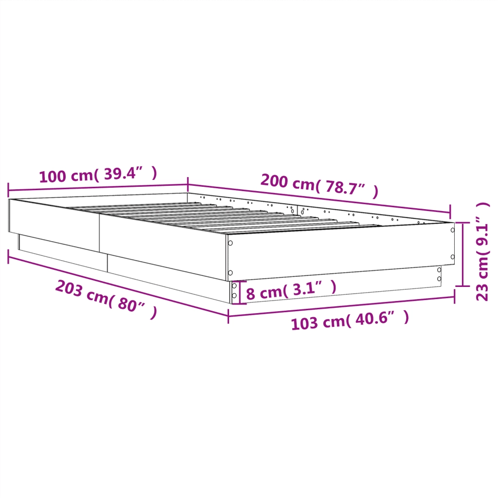Giroletto senza Materasso Rovere Sonoma 100x200cm in Truciolato 839597