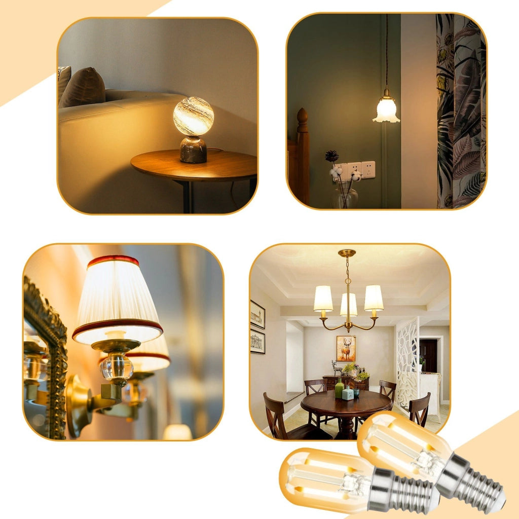ZMH Confezione da 2 Lampadine LED E14 T22 Vintage 2W Retro 2700K Bianco Caldo Lampada a Risparmio Energetico E14