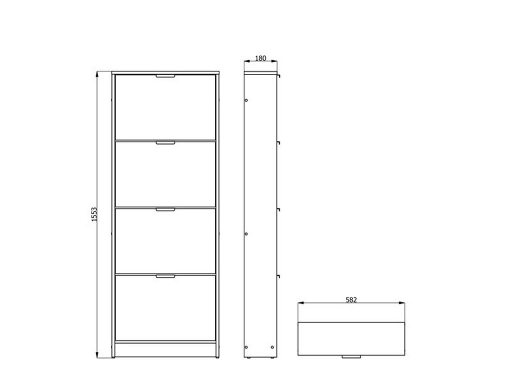 Mobile Portascarpe Pesche, Scarpiera un Ripiano, 58x18x155.5h cm Marrone Rovere Chiaro