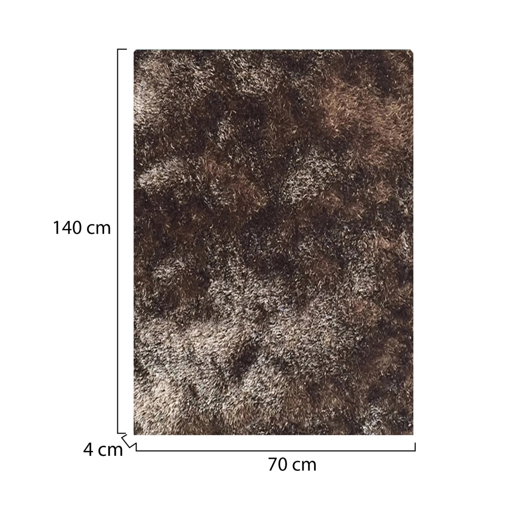 Latemeri, Tappeto Altezza Pelo 35 mm 100% Poliestere, 140x70 cm Bronzo