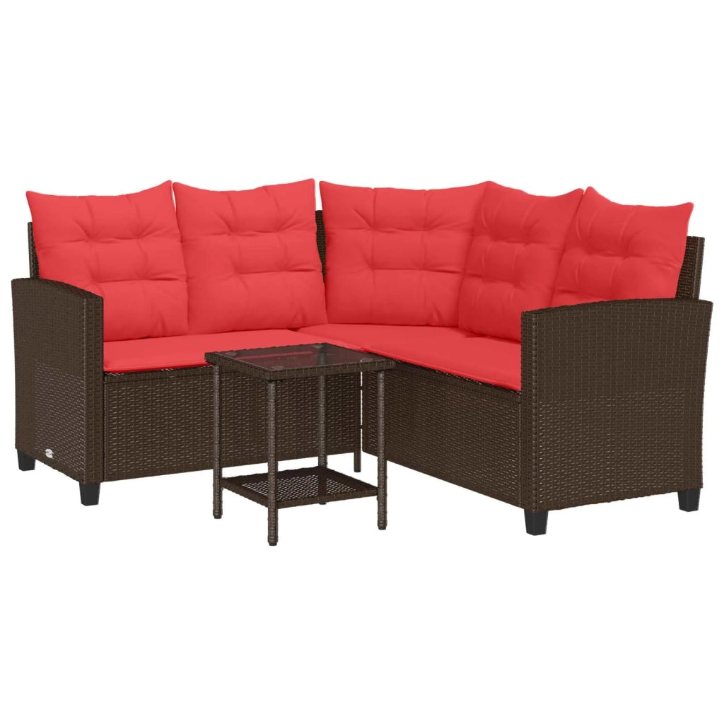 Set di divani da esterno 2 pcs Marrone e Rosso polyrattan