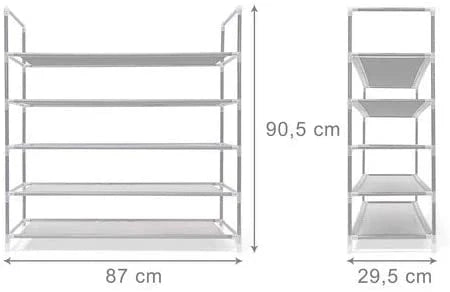 Scarpiera mobiletto portascarpe e portastivali 5 ripiani capienza fino a 25 paia 90,5 cm bianco 13_0001028