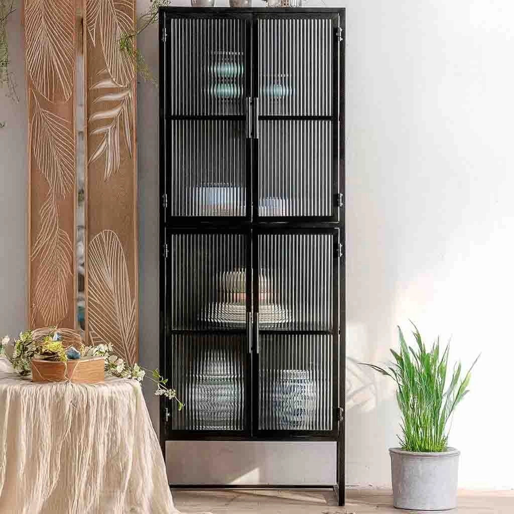 Vetrina in metallo nero con 4 ante cm 80x38,5x161h