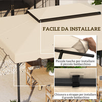 Tetto per Gazebo 3x4 m a 2 Livelli con 8 Fori di Drenaggio in Poliestere Bianco Crema