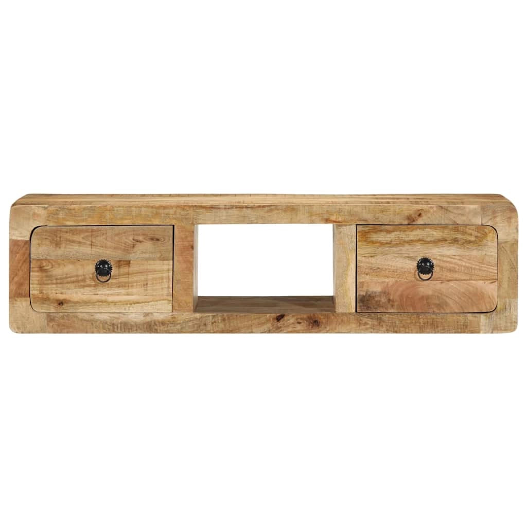 Mobile TV da parete salvaspazio 100 x 32 x 25 cm pratico contenitore stile contemporaneo legno massello di mango grezzo 02_0058066