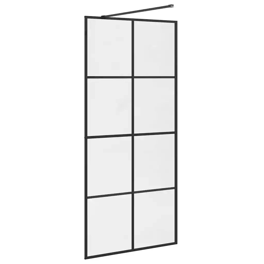 Parete per Doccia Walk-in Vetro Trasparente ESG 90x195 cm Nera 151034