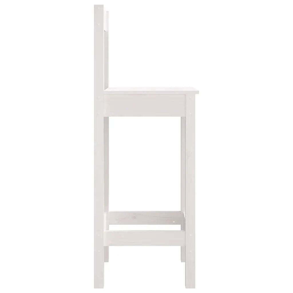 Sedie da Bar 2 pz | Sedie da cucina Bianche 40x41,5x112 cm Legno Massello di Pino