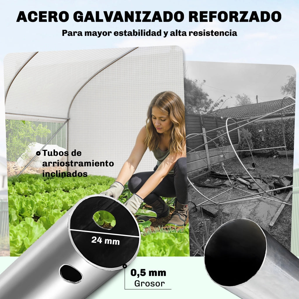 Serra Tunnel 6x3x2 m ¨C zephmum ¨C Bianco con Malla Anti UV