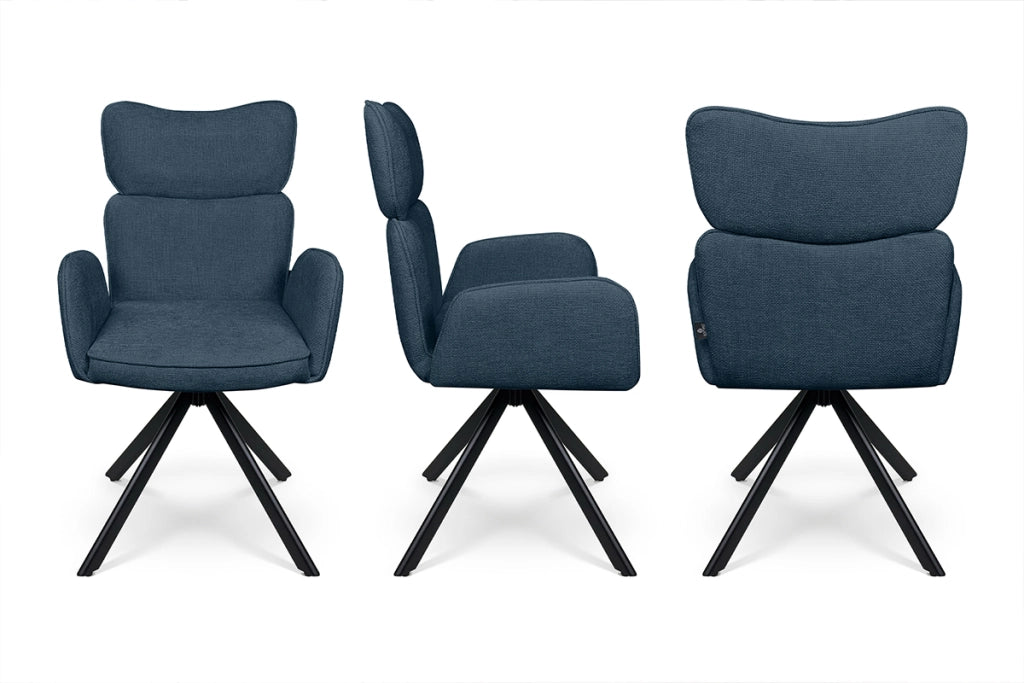 Sedia ufficio in tessuto, poltrona girevole blu – Oslo