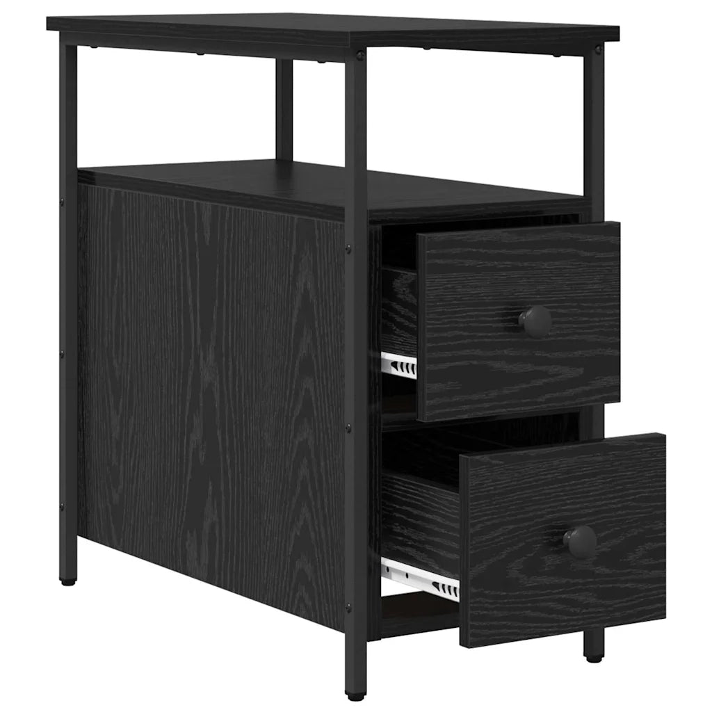 Set di 2 Comodini | Armadio da Notte | Mobiletto da notte con cassetto Rovere nero 30 x 60 x 60 cm