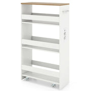 Carrello portaoggetti sottile 47,5 x 20 x 80,5 cm con comoda stazione di ricarica stile moderno legno bianco 20_0017380