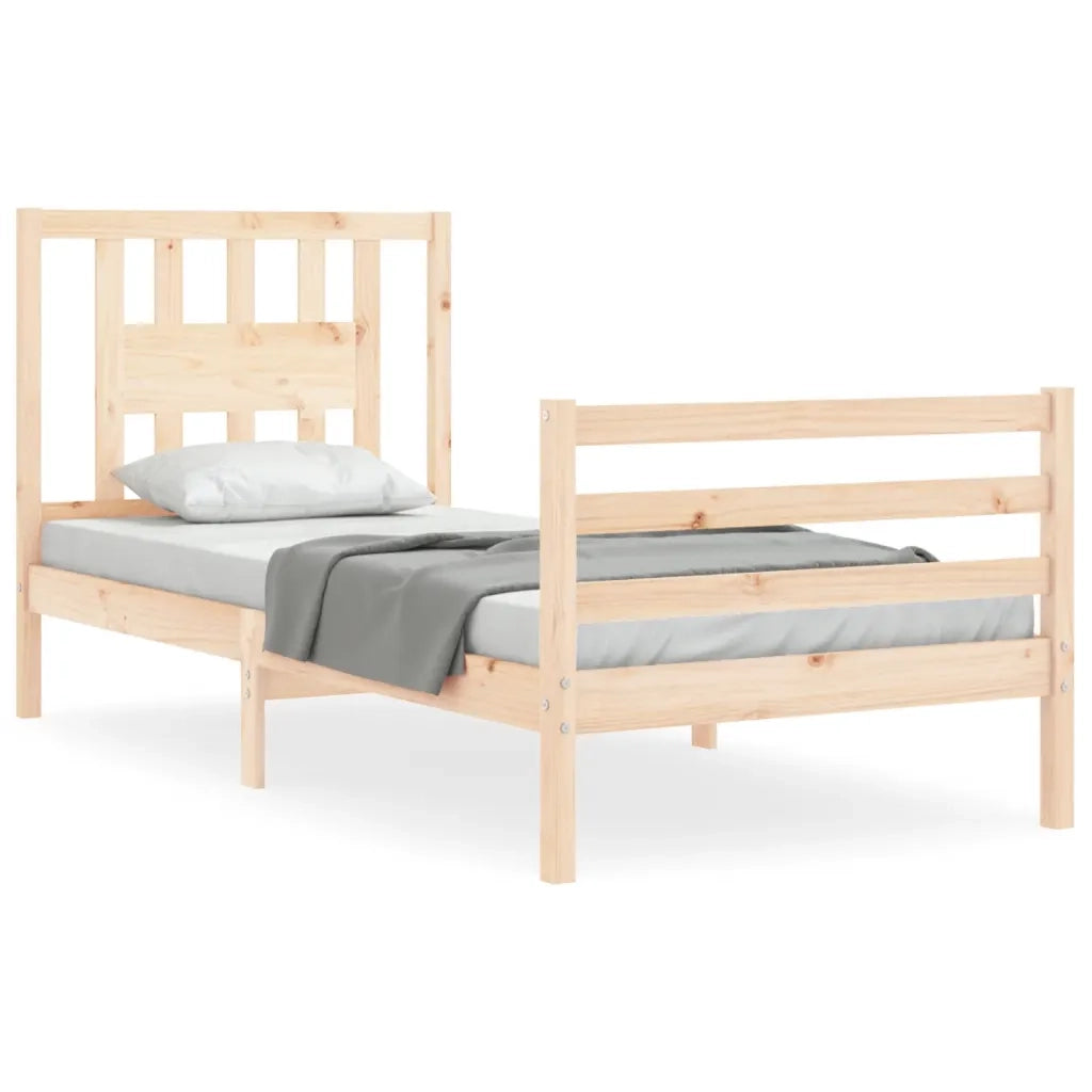 Giroletto con Testiera Single-Struttura Letto in Legno Massello 259127