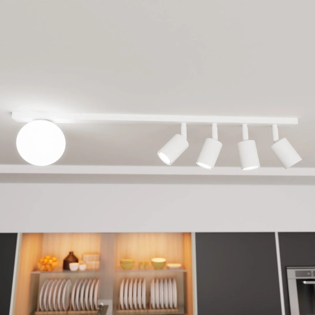 Plafoniera Minimal 5 Luci Sobek In Acciaio Bianco E14+Gu10