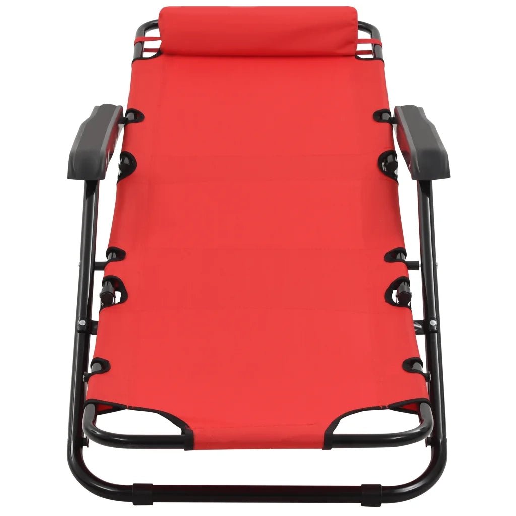 Lettini Prendisole 2 pz Pieghevoli e Poggiagambe Acciaio Rosso cod mxl 23994