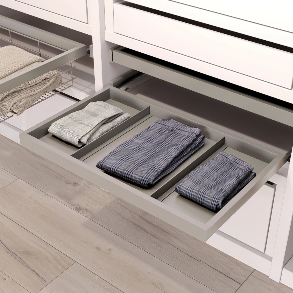Kit Vassoio e Telaio per Armadio Regolabile 600 mm Emuca Grigio Pietra