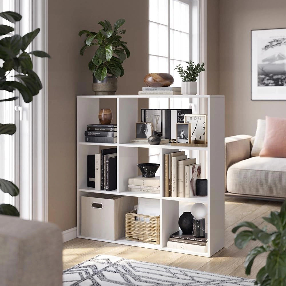 Scaffale Nove, Bianco, 107.2 x 107.8 cm 7 scomparti, per conservazione e come divisorio ambiente