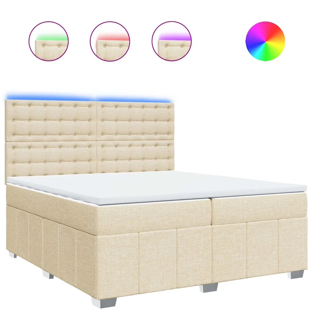 Giroletto a Molle con Materasso Crema 200x200 cm in Tessuto 3294094
