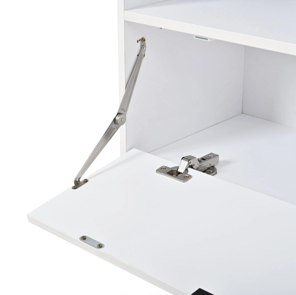 Vetrina moderna con LED 120x80x35 cm in truciolare bianco opaco e vetro temperato
